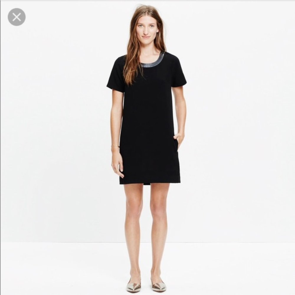Madewell Black Leather Detail Sheath Mini Dress